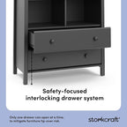 Storkcraft Alpine 2 Drawer Changing Table Chest (Gray) - Attached Changing Table Topper Fits Any Standard-Size Baby Changing Pad, 2 Drawers, 2 Shelves for Extra Nursery Storage, Easy to Assemble