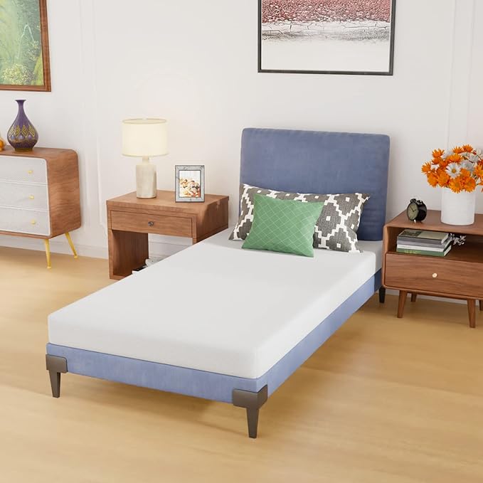 PayLessHere 5 Inch Gel Memory Foam Mattress Medium Firm Mattresses CertiPUR-US Certified Bed-in-a-Box Pressure Relieving Twin Size,Fiberglass Free，White