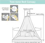 Eimilaly Lace Bed Canopy Mosquito Netting with Warm Lights, Princess Bed Canopy for Girls Room Decor, Blue/Single Door