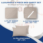 DREAMCARE Twin XL Sheets Set - 4 Pcs Cooling Bed Sheets with Up to 15" Deep Pockets - Soft, Long-Lasting 100% Brushed Polyester with Side Pocket (Beige)