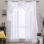 MIULEE Luxury Sheer Voile Elegant Window Scarf Topper - Long Valance Solid Treatment Swags Drapes for Ceremony, Wedding, Canopy Bed - 54" x 216" White 1 Piece