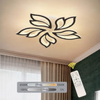 Garwarm LED Ceiling Light Fixture, 60W Modern Leaves Ceiling Lamp Dimmable Black Flush Mount Ceiling Chandelier for Living Room Study Room Dining Room Bedroom
