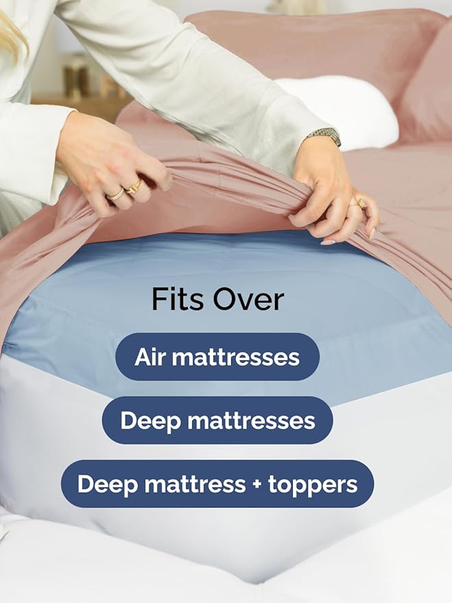 Extra Deep Twin Sheet Set - 4 Piece Breathable and Cooling Sheets - Hotel Luxury Bed Sheets Set - Easy & Secure Fit - Soft, Wrinkle Free and Comfy Sheets Set - Mauve Sheet Set with Extra Deep Pockets