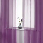 DUALIFE Purple Curtains 72 Inch Length for Girls Bedroom Set of 2 Panels Grommet Window Semi Voile Drapes Purple Sheer Curtains for Living Room Kids Decor Dark Royal Purple 52x72 Long