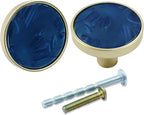 6 Pcs Gold Knobs for Dresser Drawers, Round Dresser Cabinet Knobs Pulls for Kitchen Cabinet Cupboard Door Furniture Decorative, Navy Blue