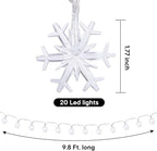 DomeStar White Snowflake String Lights, 9.8Ft 20LED Christmas String Lights for Indoor Outdoor Xmas Tree Decorations Winter Party Garden Patio