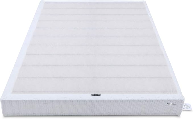 Amazon Basics Smart Box Spring Bed Base, 9-Inch Height Mattress Foundation, Tool-Free Easy Assembly, Twin, 74"L x 38"W x 9"H, White