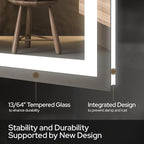 48 x 28 LED Bathroom Mirror with Lights, Lighted Bathroom Vanity Mirror for Wall, Espejos para Baños, Frontlit & Backlit, Anti-Fog, Shatterproof, 3 Adjustable Color Temperatures & Memory Function