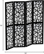 Roundhill Furniture Giyano 4 Panel Screen Room Divider, 70"W x 70"H, Black