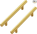 JOY DECOR 10 Pack Cabinet Handles, Gold Cabinet Pulls, 4 in Hole Center Kitchen Cabinet Handles, Stainless Steel T Bar Handles for Dresser Drawers