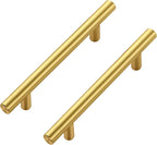 JOY DECOR 45 Pack Cabinet Handles, Gold Cabinet Pulls, 4 in Hole Center Kitchen Cabinet Handles, Stainless Steel T Bar Handles for Dresser Drawers