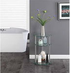 Convenience Concepts Designs2Go Classic Glass 3-Tier Round End Modern Contemporary Side Table with Storage Shelves for Living Room, Bathroom, Bedroom, 15.75"