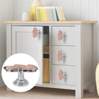 4 pcs Flower Petal Knobs,Creative Silver Flower Drawer Pulls Handles with Screws Single Hole Handle for Cabinet, Dressing ，Home Decor Handles (Pink)
