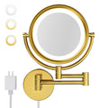 GURUN 8.5" Plug-in Magnifying Makeup Mirror with 3 Tones Dimmable LED Lights Double Sided Touch Control Wall Mounted Vanity Mirror for Bathroom with 10X Magnification M1809DGJ-T (Brushed Gold)