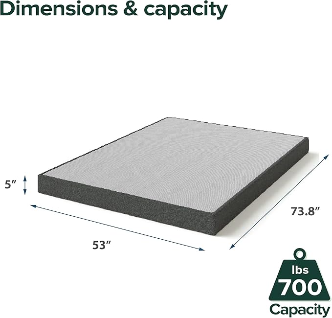 ZINUS 5 Inch Full WonderBox(TM) Smart Box Spring, Quick Assembly Mattress Foundation, Durable Metal Frame, Grey