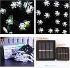Solar Christmas String Lights Outdoor Waterproof 30 LED 20Feet Solar Snowflake Christmas Fairy Lights Decorations with 8 Lighting Modes for Garden Patio Yard Porch Wedding Party Decor(White)