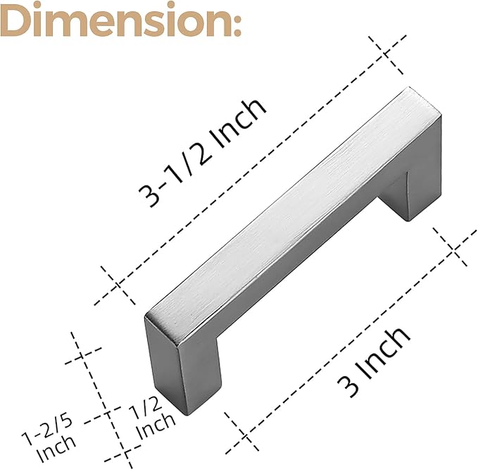 Ravinte 32 Pack 3 Inch Square Cabinet Handles Satin Nickel Pulls Brushed Nickel Drawer Pulls Kitchen Cupboard Hardware for Cabinets Cupboard Drawer Handles