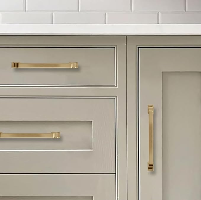 KHTUMEWARE 10pk 8" Cabinet Handles Champagne Bronze Pulls - Warm Brass Drawer Pulls - Kitchen Cabinet Hardware