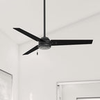 Hunter 52 inch Outdoor or Indoor Ceiling Fan No Light - Black Ceiling Fan without Light, For Patio, Porch, Garage, or Living Room, Standard Mount, 3 Blades, Pull Chain - Cassius 59264, Matte Black