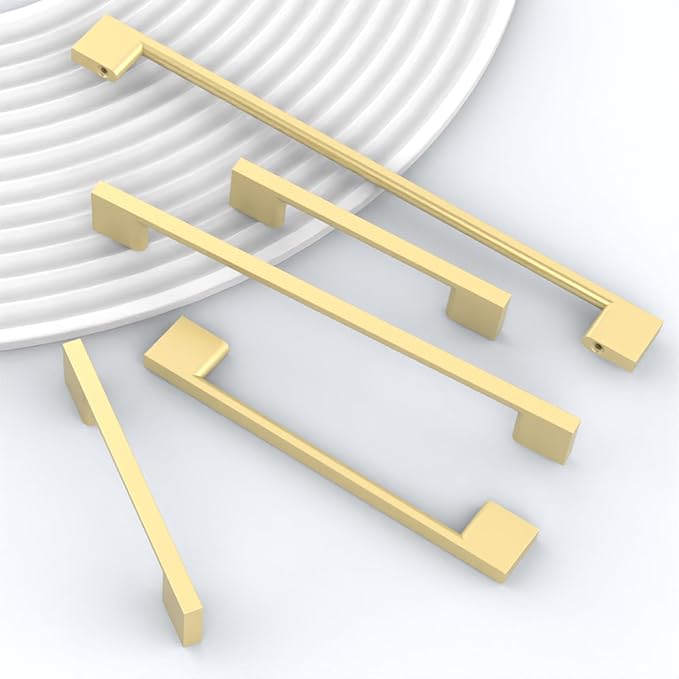 10 Pack Brushed Gold Cabinet Pulls 8.8 Inch Handles for Kitchen Cabinets, Dresser Hardware