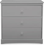 Delta Children Sutton 3 Drawer Dresser with Changing Top and Interlocking Drawers - Greenguard Gold Certified, Grey