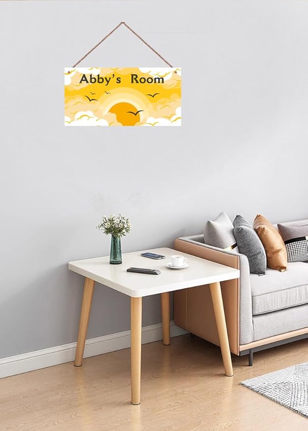 Personalized Sign The Rising Sun Painting Plate For Girls Room Boys Bedroom Door Decor Custom Name Baby Nursery Kids Room Wood Wall Plaque for Little Man Cave