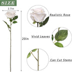 FOTEEWL 60 Pcs Artificial Rose Flower Realistic Faux Silk Roses Stem Fake Roses Bouquet for Flower Arrangement,Wedding Centerpieces,Party,Home Decorations (Beige)