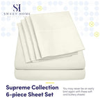 Sweet Home Collection 6 Piece Bed Sheets 1500 Supreme Collection Microfiber Deep Pocket Set-Extra Pillow Cases, Value, Queen, Ivory