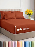 Extra Deep Full Sheet Set - 6 Piece Breathable & Cooling Sheets - Hotel Luxury Bed Sheets Set - Easy & Secure Fit - Soft, Wrinkle Free & Comfy Sheets Set - Terracotta Sheet Set with Extra Deep Pockets