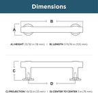 Franklin Brass Francisco (5-Pack) Cabinet Handles 3' Hole Center Soft Iron Kitchen Drawer Pulls Dresser, Furniture Hardware P29520K-SI-B1