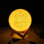 Mydethun Engraved Moon Lamp for Lover's Gift, 16 Colors Ideal Gift for Women, Wife, Birthday, White Elephant Gift, and Home Decor Piece, with Remote Control and Wooden Base, 5.9 inch