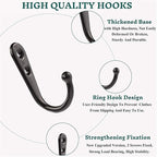 Coat Hooks-38 Pack Farmhouse Hooks with Metal Screws, Black Decorative Rustic Coat Hooks Rack, Wall Mounted Single Prong Robe Hook,Vintage Organizer Hanging Wire Hook Clothes Hanger