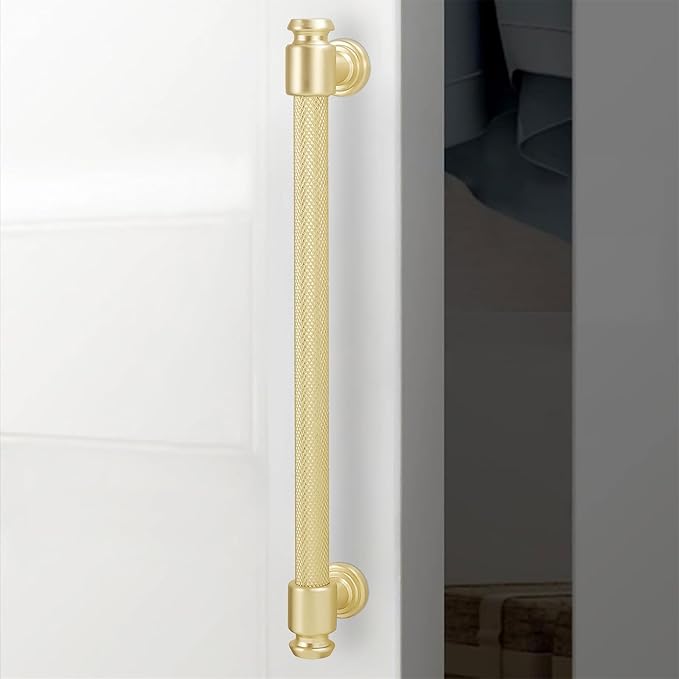 10 Pack 6-1/4" Hole Center(160mm) Brushed Brass Cabinet Handles and Pulls - Gold Drawer Handles for Kitchen and Dresser