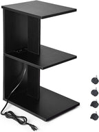ZGREN End Table with Charging Station, Narrow Side Tables for Small Spaces USB Ports and Outlets Rolling Bedside Nightstand Sofa Couch Slim Shelf Night Stand Living Room, Bedroom, Black
