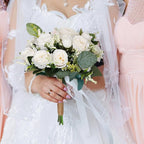 Wedding Rose Bouquet Bridesmaid Flower Bouquets, Artificial Flower Blue White Rose Wedding Bouquets for Bride Bridesmaid Bouquet Faux Bouquet Bride Bridesmaid Holding Flower for Wedding Decor, Medium