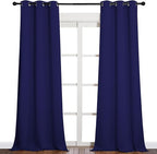 NICETOWN Window Drapes Long Curtains - Living Room Panels Grommet Top Window Treatment for Hall & Guest Room (Navy Blue, 42 inches Wide x 90 inches Long, 2 Pieces)
