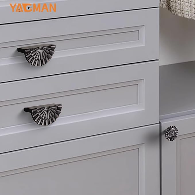Oil Rubbed Bronze Cabinet Pulls 10 Pack 3 Inch Modern Drawer Handles Kitchen Cupboard Half Moon Bathroom Dresser Sunflower Cup Pull SH-ORB76-10
