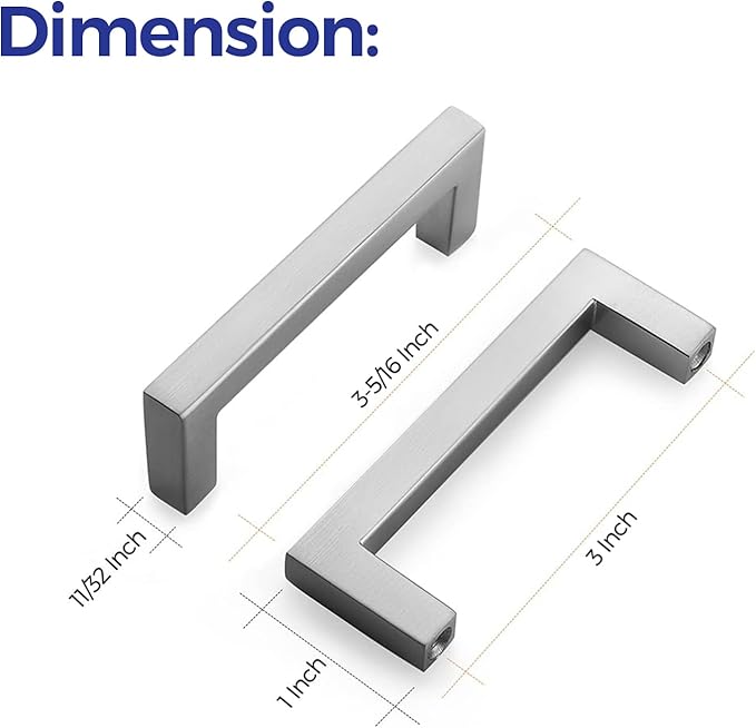 Ravinte 20 Pack Solid 3 Inch Center to Center Slim Square Bar Drawer Handles Kitchen Cabinet Handles Brushed Nickel Drawer Pulls Kitchen Cabinet Hardware Kitchen Handles Cabinet Pulls