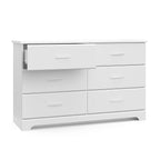 Storkcraft Brookside 6 Drawer Double Dresser (White) – GREENGUARD Gold Certified, Dresser For Nursery, Kids, Chest Of Drawers