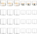 Romadedi Votive Tealight Candle Holders - 24 pcs Clear Glass Tea Light Holders Bulk Small Table Centerpieces Wedding Decor Party Dinner Home Decorations Festivals Christmas