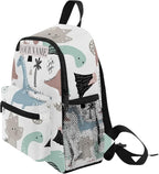 OREZI Custom Mame/Text Preschool Backpack with Chest Strap,Personalized Dino Scandinavian Style Mini Toddler Backpack Daycare Toy Bag for Boys Girls,10 x 4x 12 Inches