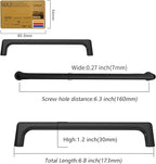 Amerdeco 10 Pack Matte Black Cabinet Pulls 6.3 Inch(160MM) Hole Centers Kitchen Cabinet Handles Hardware Kitchen Handles for Cabinets Cupboard Handles Drawer Pulls ZH0041