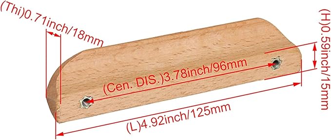 Mysummer 5PCS Wooden Handles Solid Handle for Drawers Clear Coated Smoothly Hole Distance 3.78 inch for Furniture Wardrobe Cupboard Closet Drawer Handle Pull (Clear Painted)