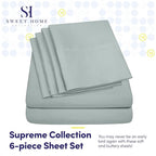 Sweet Home Collection 6 Piece Bed Sheet Set, Queen, Slate