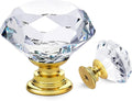Ravinte 20 Pack Crystal Drawer Knobs - Glass Cabinet Knobs, Diamond Shaped, 30 mm with Gold Base