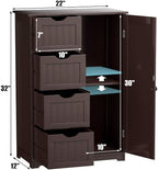 Giantex Bathroom Storage Cabinet with Drawers - 4 Drawer Storage Organizer w/Cupboard, Adjustable Shelf, Anti-Toppling Device, Entryway Storage Unit Console Table, Bathroom Floor Cabinet (Brown)