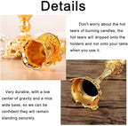 Sziqiqi Gold Candlestick Holders Set of 2 Taper Candle Holders Deluxe Ornate Candle Holders for Shabbat Taper Candles, Candle Centerpiece, Wedding Candles, Christmas Candle 7.4inch