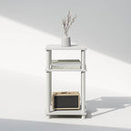 Furinno JUST Side Table, 3-Tier End Table, Open Shelves Night Stand, Bedside Table, Toolless Assembly, for Living Room, Bedroom, Bathroom, White