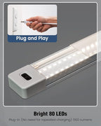 MYPLUS 24 Inch Under Cabinet Lights with Hand Wave, Under Counter Lighting 4000K Natural White,Dimmable,Plug and Play,LED Lights for Kitchen Cabinet, Cupboard, Closet, Desk