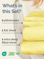 Extra Deep Twin XL Sheet Set - 4 Piece Breathable & Cooling Sheets - Hotel Luxury Bed Sheets Set - Easy & Secure Fit - Soft, Wrinkle Free & Comfy Sheets Set - Yellow Sheet Set with Extra Deep Pockets